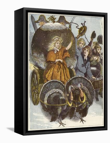 Girl and Chariot Being Pulled by Turkeys-null-Framed Premier Image Canvas