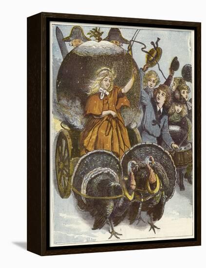 Girl and Chariot Being Pulled by Turkeys-null-Framed Premier Image Canvas