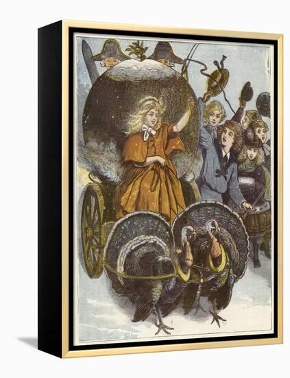 Girl and Chariot Being Pulled by Turkeys-null-Framed Premier Image Canvas