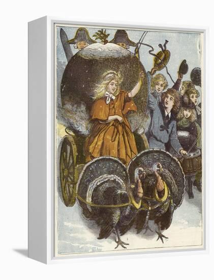 Girl and Chariot Being Pulled by Turkeys-null-Framed Premier Image Canvas