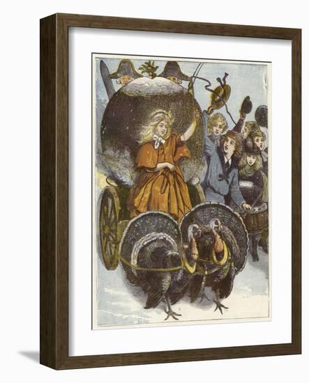 Girl and Chariot Being Pulled by Turkeys-null-Framed Giclee Print