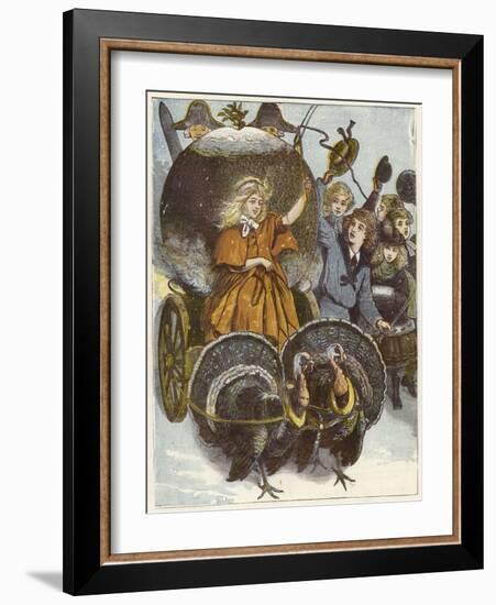 Girl and Chariot Being Pulled by Turkeys-null-Framed Giclee Print