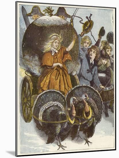 Girl and Chariot Being Pulled by Turkeys-null-Mounted Giclee Print