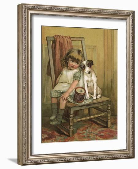 Girl and Dog, Drum C1880-null-Framed Art Print