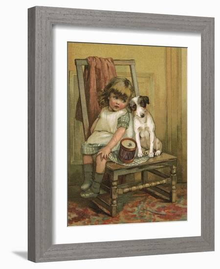Girl and Dog, Drum C1880-null-Framed Art Print