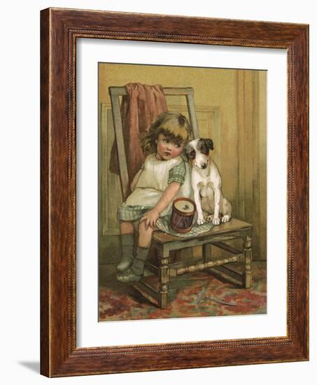 Girl and Dog, Drum C1880-null-Framed Art Print