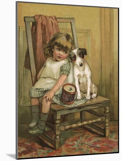 Girl and Dog, Drum C1880-null-Mounted Art Print