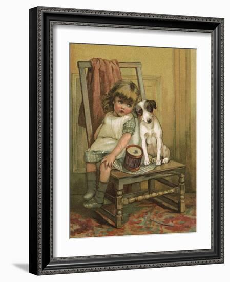 Girl and Dog, Drum C1880-null-Framed Art Print