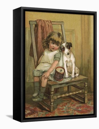 Girl and Dog, Drum C1880-null-Framed Stretched Canvas