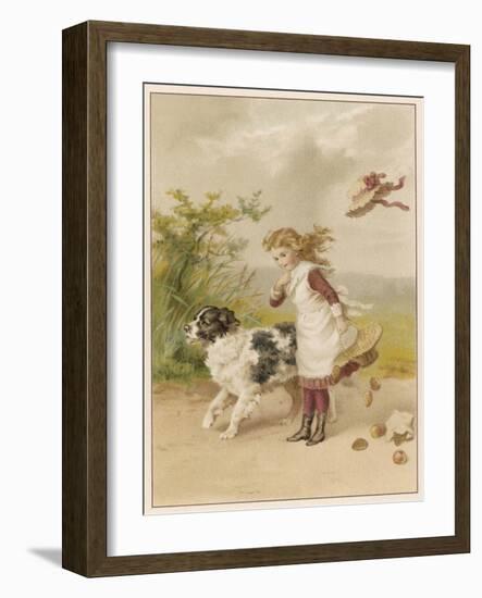 Girl and Dog in Wind-Helena J Maguire-Framed Art Print