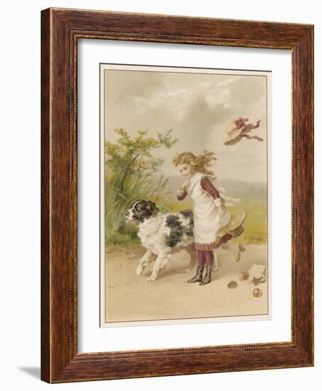 Girl and Dog in Wind-Helena J Maguire-Framed Art Print