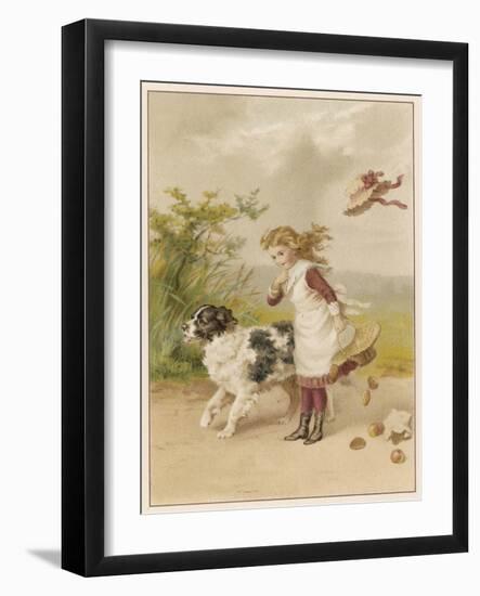 Girl and Dog in Wind-Helena J Maguire-Framed Art Print