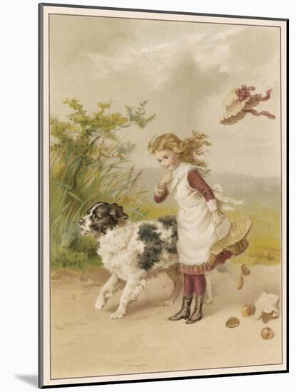 Girl and Dog in Wind-Helena J Maguire-Mounted Art Print