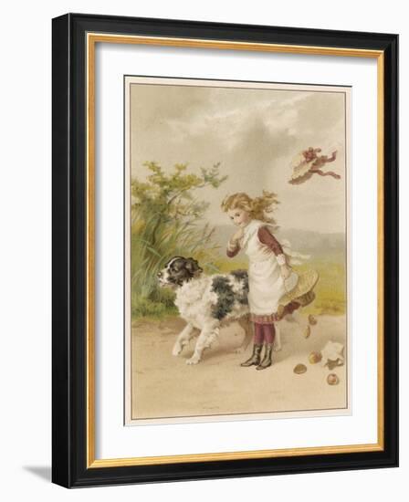 Girl and Dog in Wind-Helena J Maguire-Framed Art Print