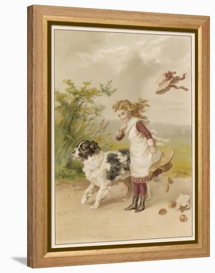 Girl and Dog in Wind-Helena J Maguire-Framed Stretched Canvas