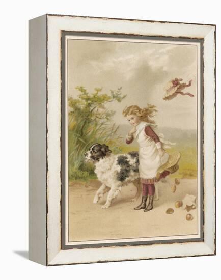 Girl and Dog in Wind-Helena J Maguire-Framed Stretched Canvas