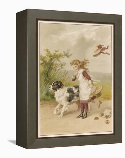 Girl and Dog in Wind-Helena J Maguire-Framed Stretched Canvas