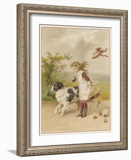 Girl and Dog, Windy Day-Helena J Maguire-Framed Art Print