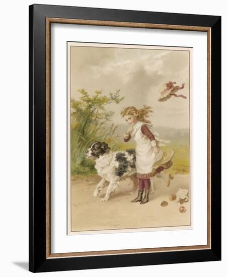 Girl and Dog, Windy Day-Helena J Maguire-Framed Art Print
