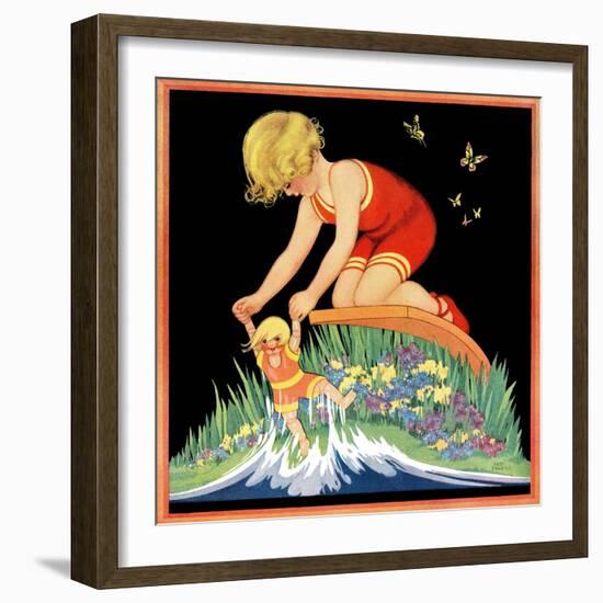 Girl and Doll - Child Life-Hazel Frazee-Framed Giclee Print