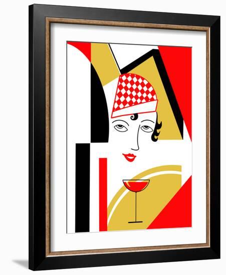 Girl And Drink-Mark Rogan-Framed Art Print