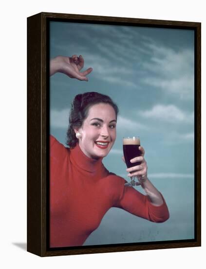 Girl and Guinness 1950s-Charles Woof-Framed Premier Image Canvas