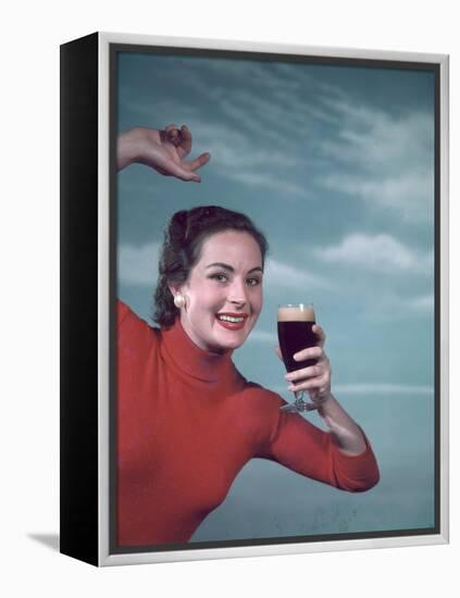 Girl and Guinness 1950s-Charles Woof-Framed Premier Image Canvas