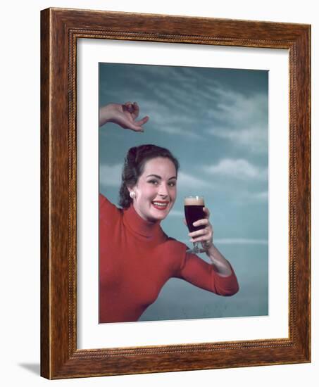 Girl and Guinness 1950s-Charles Woof-Framed Photographic Print