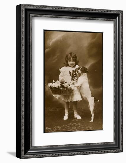 Girl and Her Pet Dog-null-Framed Photographic Print