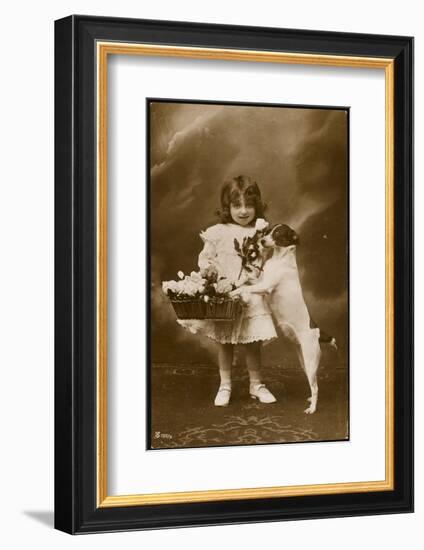 Girl and Her Pet Dog-null-Framed Photographic Print