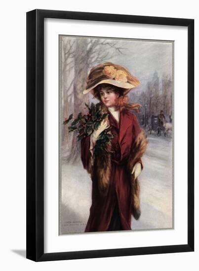 Girl and Holly-null-Framed Art Print