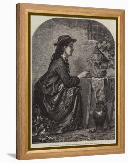 Girl and Thrush-null-Framed Premier Image Canvas