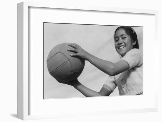 Girl and Volley Ball-Ansel Adams-Framed Art Print