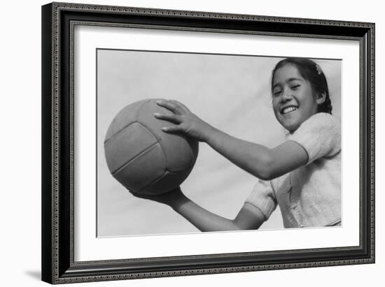 Girl and Volley Ball-Ansel Adams-Framed Art Print