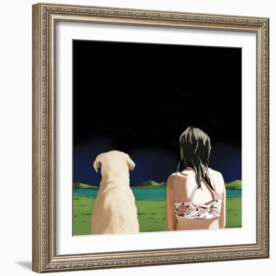 Girl and Yellow Lab, 2008-Marjorie Weiss-Framed Giclee Print