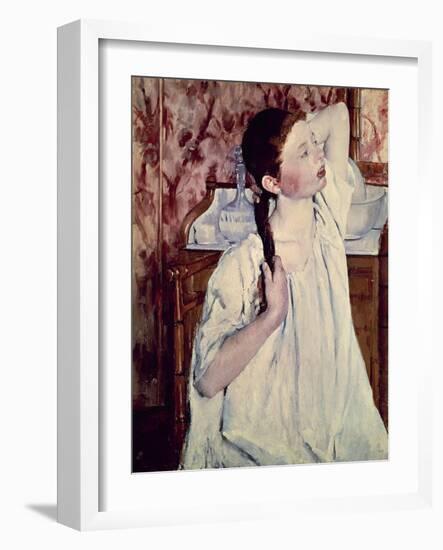 Girl Arranging Her Hair, 1886-Mary Cassatt-Framed Giclee Print