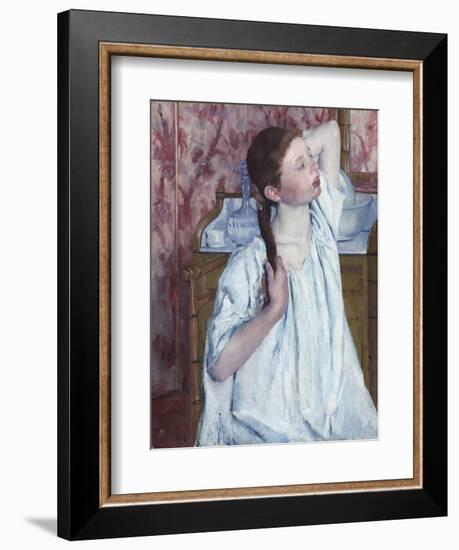 Girl Arranging Her Hair, by Mary Cassatt, 1886, American painting,-Mary Cassatt-Framed Art Print