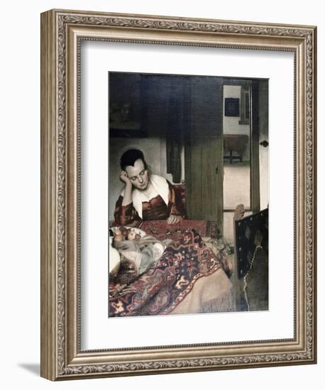 Girl Asleep at a Table-Johannes Vermeer-Framed Giclee Print