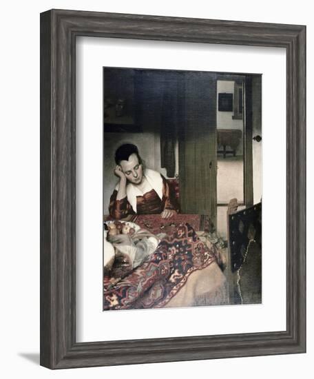 Girl Asleep at a Table-Johannes Vermeer-Framed Giclee Print