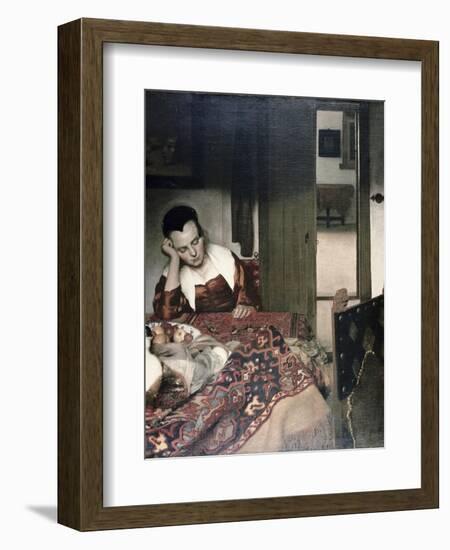 Girl Asleep at a Table-Johannes Vermeer-Framed Giclee Print