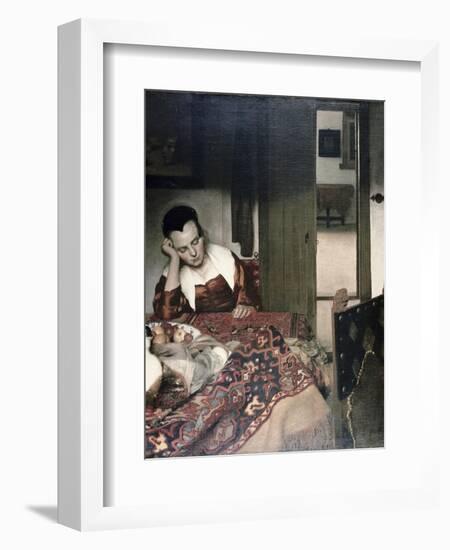 Girl Asleep at a Table-Johannes Vermeer-Framed Giclee Print