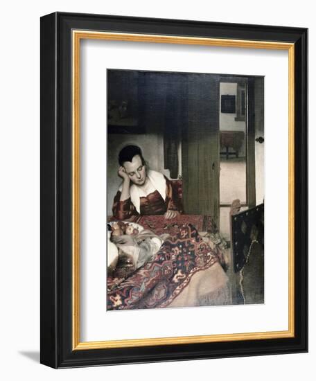 Girl Asleep at a Table-Johannes Vermeer-Framed Giclee Print