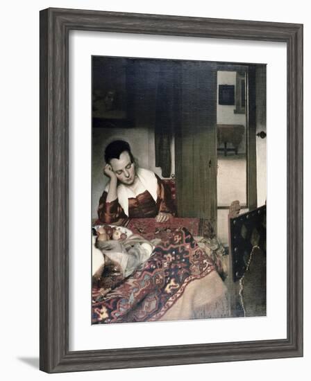 Girl Asleep at a Table-Johannes Vermeer-Framed Giclee Print