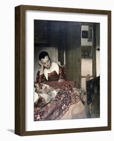 Girl Asleep at a Table-Johannes Vermeer-Framed Giclee Print