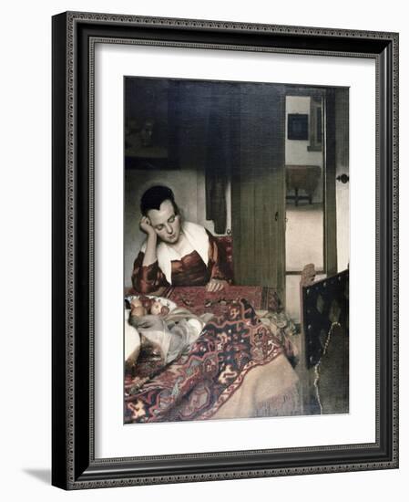 Girl Asleep at a Table-Johannes Vermeer-Framed Giclee Print