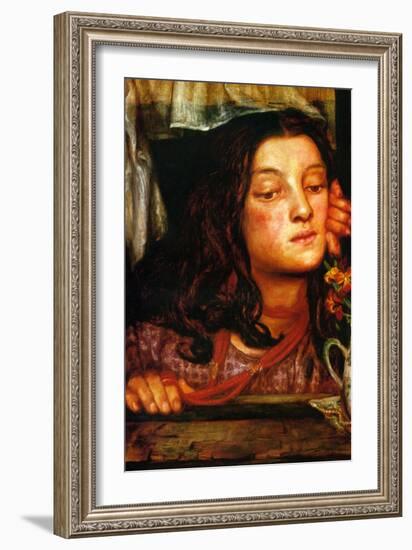 Girl at a Lattice-Dante Gabriel Rossetti-Framed Art Print