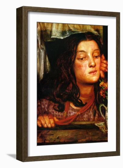 Girl at a Lattice-Dante Gabriel Rossetti-Framed Art Print
