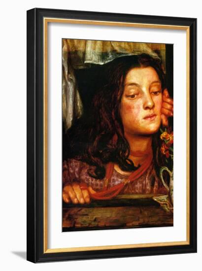 Girl at a Lattice-Dante Gabriel Rossetti-Framed Art Print