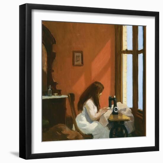 Girl at a Sewing Machine, c.1921-Edward Hopper-Framed Premium Giclee Print