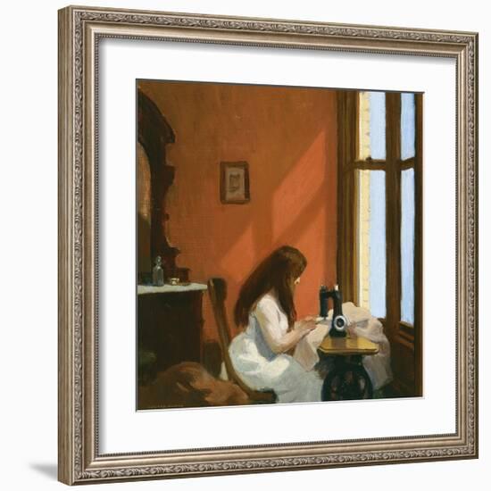 Girl at a Sewing Machine, c.1921-Edward Hopper-Framed Premium Giclee Print